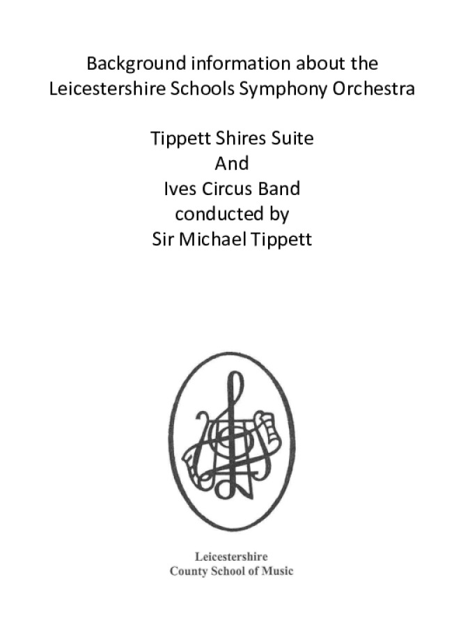 LSSO - Tippett Shires Suite & Ives Circus Band Information